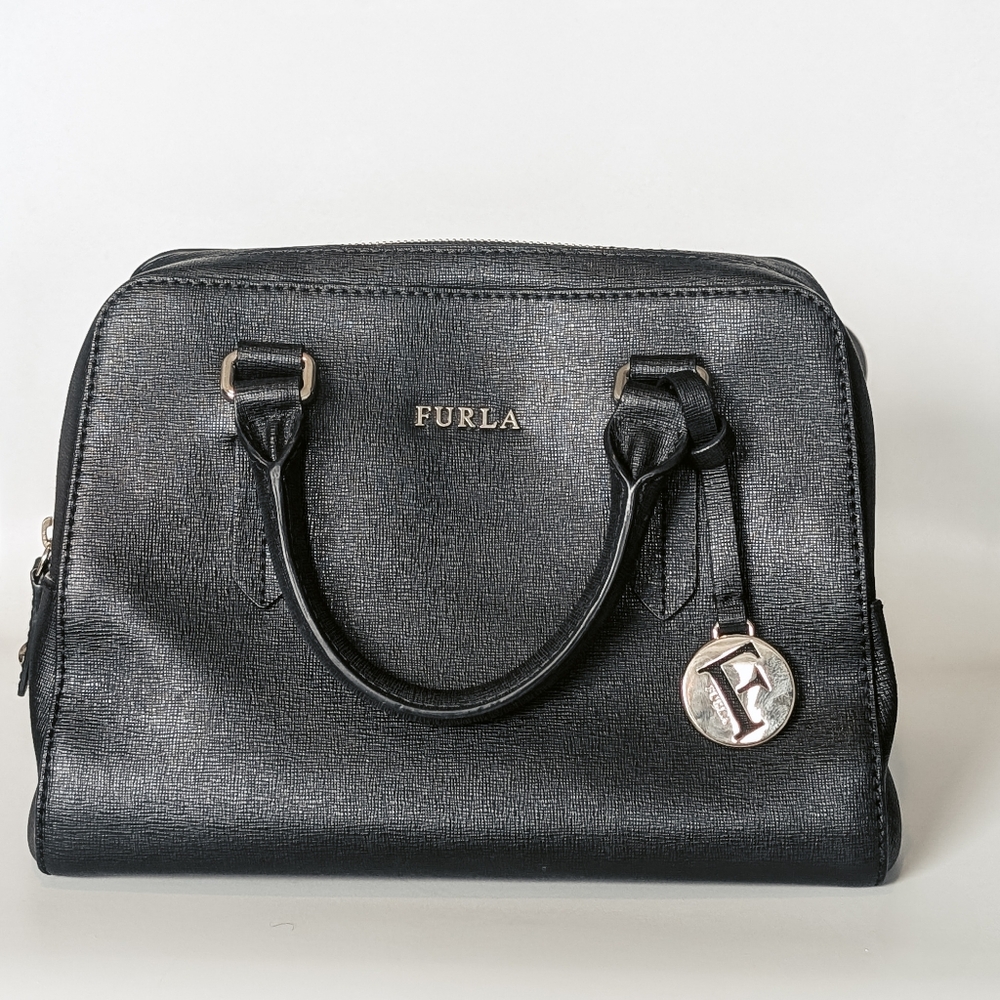 Furla Black Elena Leather Satchel Bag